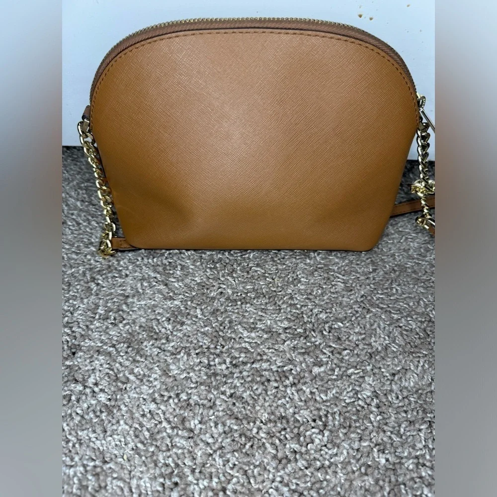 Michael Kors Jet Set Travel Tan Leather Dome Crossbody